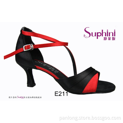 Suphini Red Black Satin Latin Dance Shoes All in Man